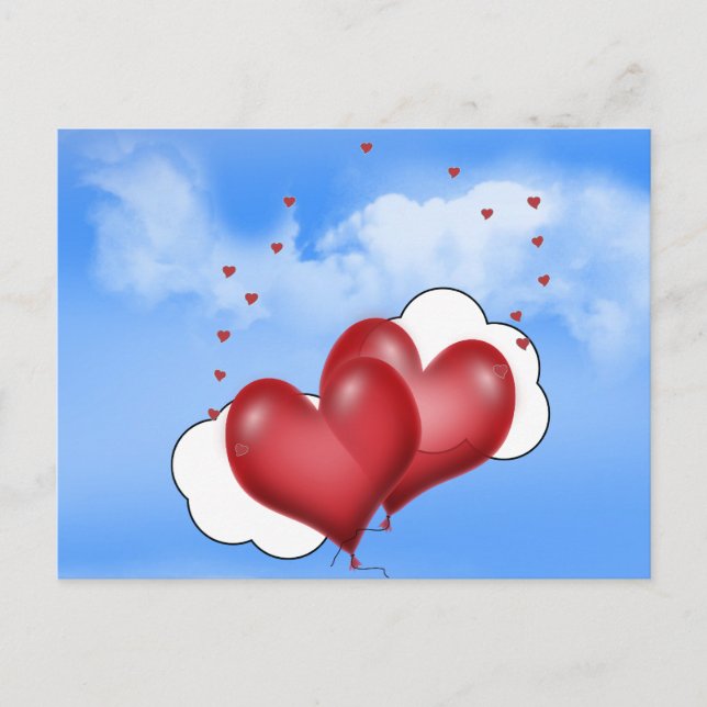 Postal Corazones globos con corazones pequeños (Anverso)