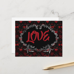 Postal Corazones góticos AMOR San Valentín