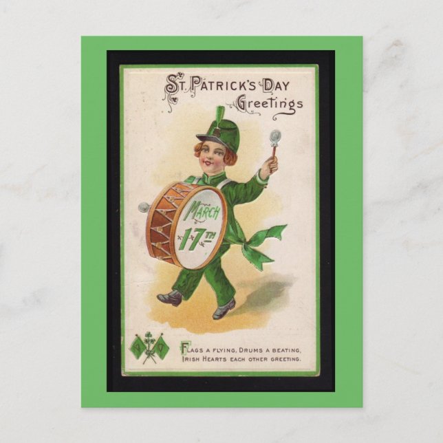Postal Corazones irlandeses saludando, la cosecha del Día (Anverso)