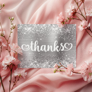 Postal Corazones Lindos Plateados Brillantes Gracias Swee