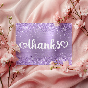 Postal Corazones Lindos Purpura Ligero Brillante Gracias 