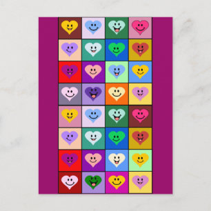 Postal Corazones multicolores