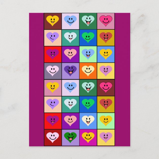 Postal Corazones multicolores (Anverso)