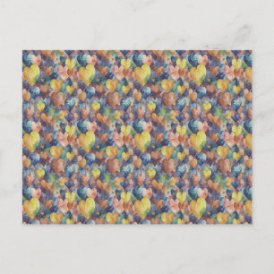 Postal corazones naranja rosa azul amarillo