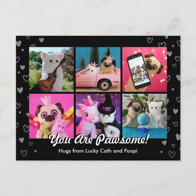 Postal Corazones negras personalizadas foto moderna (Anverso)