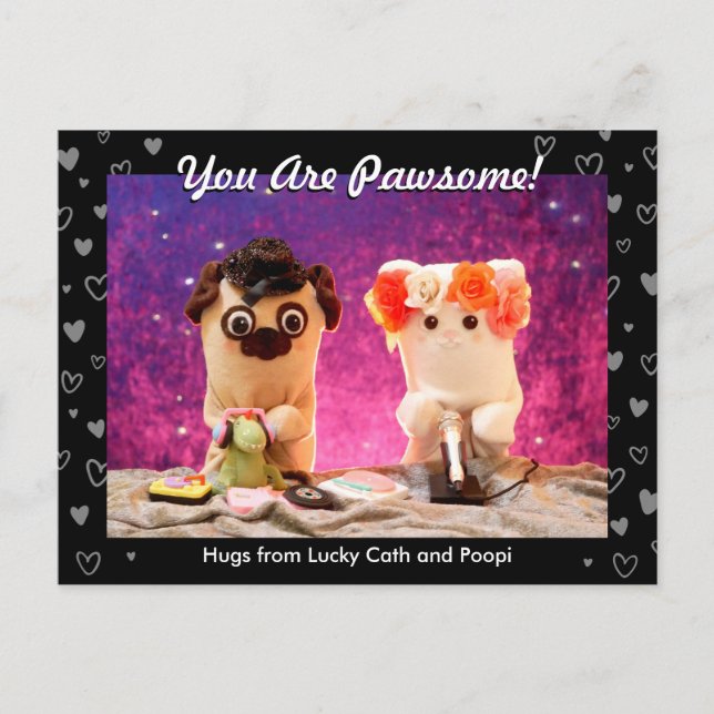 Postal Corazones negras personalizadas foto moderna (Anverso)