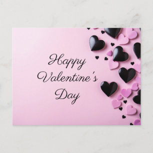Postal Corazones negros y rosados en tierra rosa San Vale