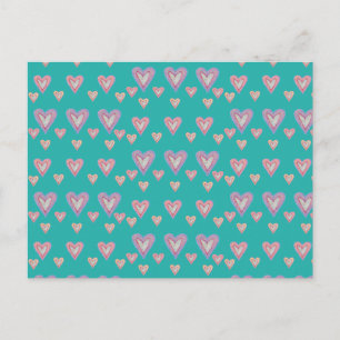 Postal Corazones postales, corazones de punto
