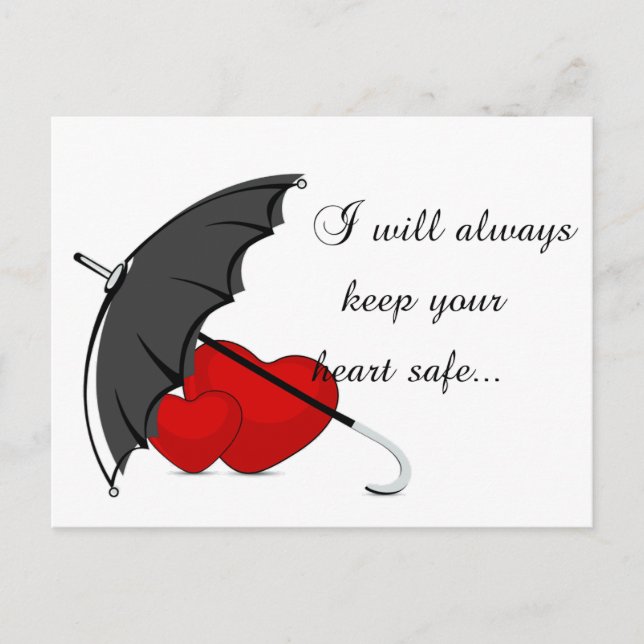 Postal Corazones protegidos por el amor (Anverso)