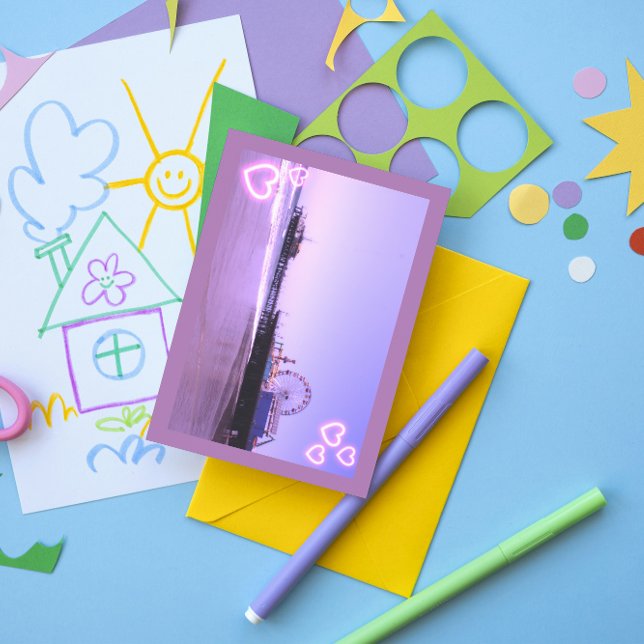 Postal Corazones púrpura de muelle de Santa Mónica (Subido por el creador)