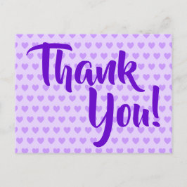 Postal Corazones púrpura Ligeros Gracias