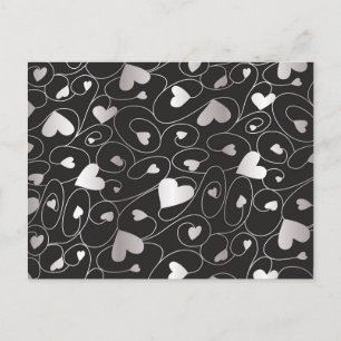 Postal Corazones rizados de plata