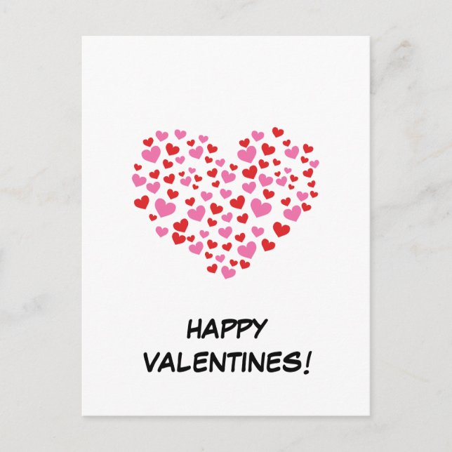 Postal Corazones Rojo Y Rosa | Añadir el texto (Anverso)