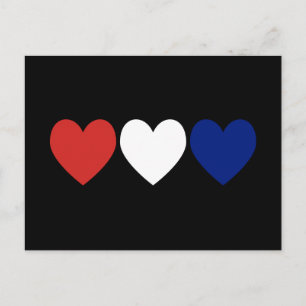Postal Corazones Rojos Blancos y Azules