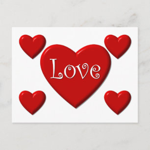 Postal Corazones Rojos de Amor Boda Aniversario Te Extrañ
