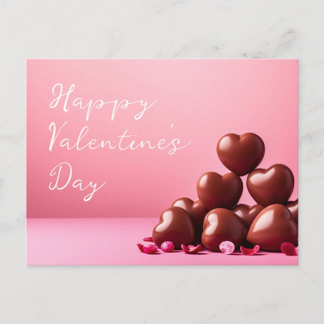 Postal Corazones rojos en tierra rosa San Valentín (Anverso)