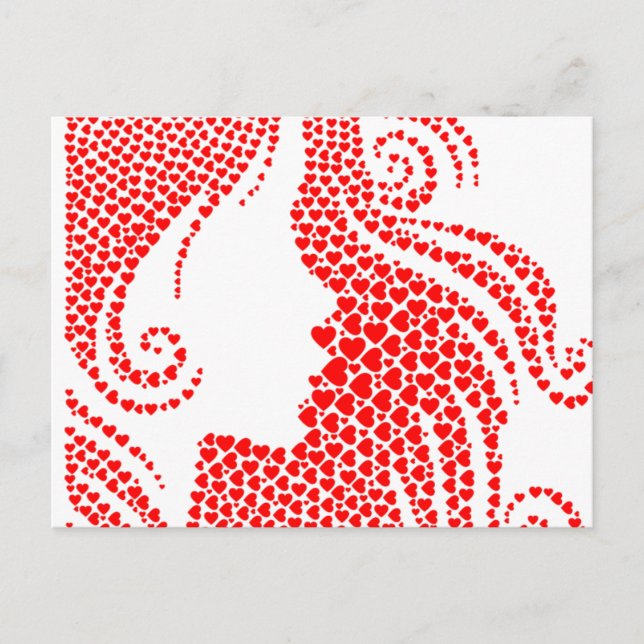 Postal Corazones rojos felices Día de San Valentín (Anverso)