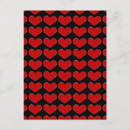 Postal Corazones Rojos Fondo Negro Amor Boda Franqueo