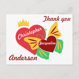 Postal Corazones Rojos, Gracias Mariposa