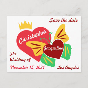 Postal Corazones Rojos, Mariposa Save The Date