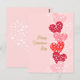 Postal Corazones rojos modernos y curados feliz día de Sa
