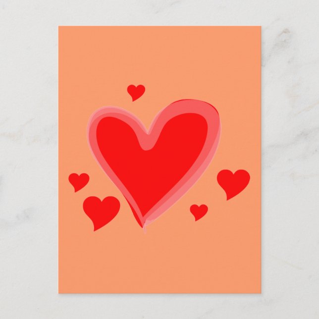 Postal Corazones rojos Paz destino de amor (Anverso)