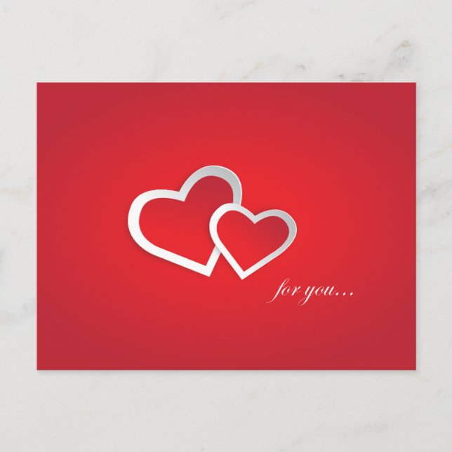 Postal Corazones rojos románticos: para ti diseño de post (Anverso)
