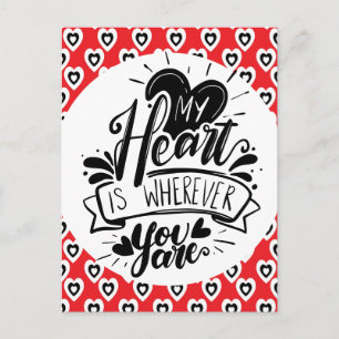 Postal Corazones rojos y negros Cita Día de San Valentín 