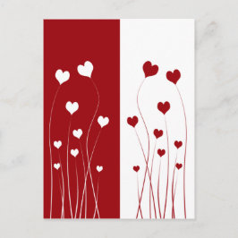 Postal Corazones románticos rojos de amor blanco moderno