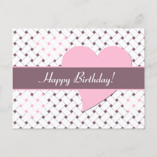 Postal Corazones Rosados Lindos, Tejido Lavanda y Blanco 
