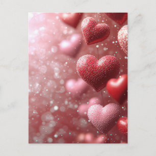 Postal Corazones rosados oscuros saludo de San Valentín