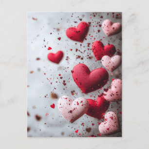 Postal Corazones rosados oscuros saludo de San Valentín