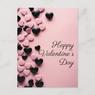 Postal Corazones rosados y negros en tierra rosa San Vale