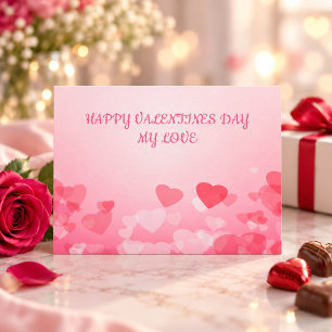 Postal corazones rosados y rojos del día de San Valentín