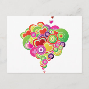Postal Corazones rosados y verdes de PopArt