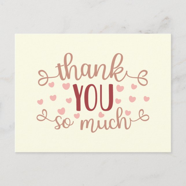 Postal Corazones Rosas Lindos Gracias Mil  (Anverso)