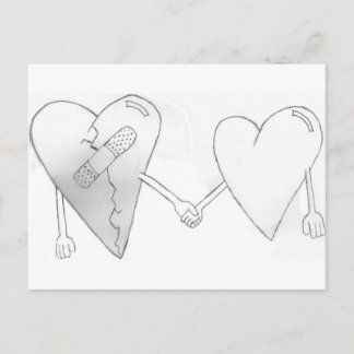 Postal corazones rotos reparados