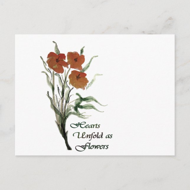 Postal Corazones se Despliegan Como Flores (Anverso)