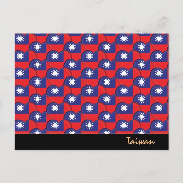 Postal Corazones taiwaneses y bandera taiwanesa / Taiwán (Anverso)