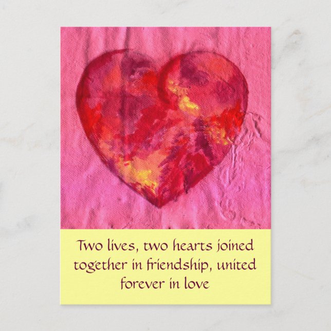 Postal Corazones unidos en el amor (Anverso)