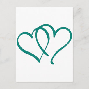 Postal Corazones verde azulados