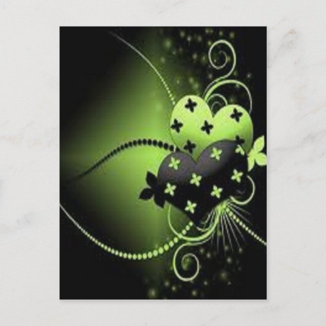 Postal corazones verdes (Anverso)