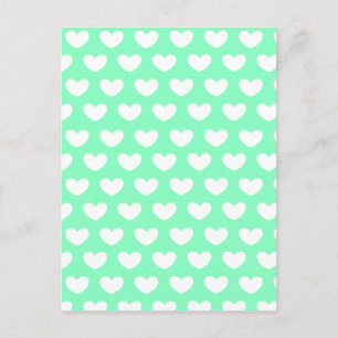 Postal Corazones verdes de menta