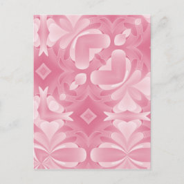 Postal Corazones y Diamantes Abstractos Rosa Suave