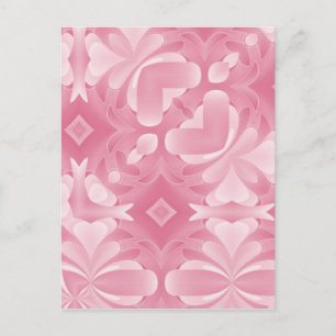 Postal Corazones y Diamantes Abstractos Rosa Suave