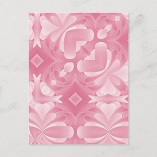 Postal Corazones y Diamantes Abstractos Rosa Suave