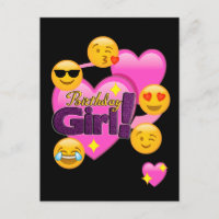 Corazones y Emojis Chica de cumpleaños