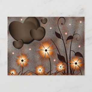 Postal Corazones y flores