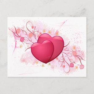 Postal Corazones y flores