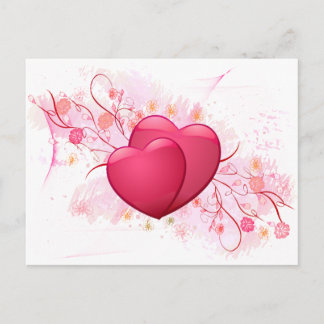 Postal Corazones y flores